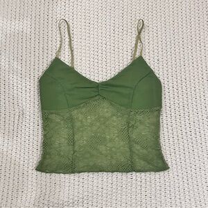 Green Mesh Crop Camisole